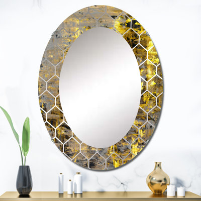 Le jaune rencontre l'art abstrait gris II - miroir mural moderne