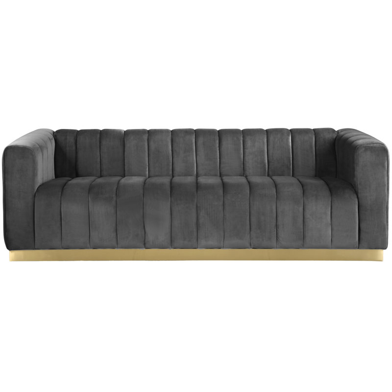 Canapé à accoudoirs tuxedo 86,5 po Tyneside, Velours gris
