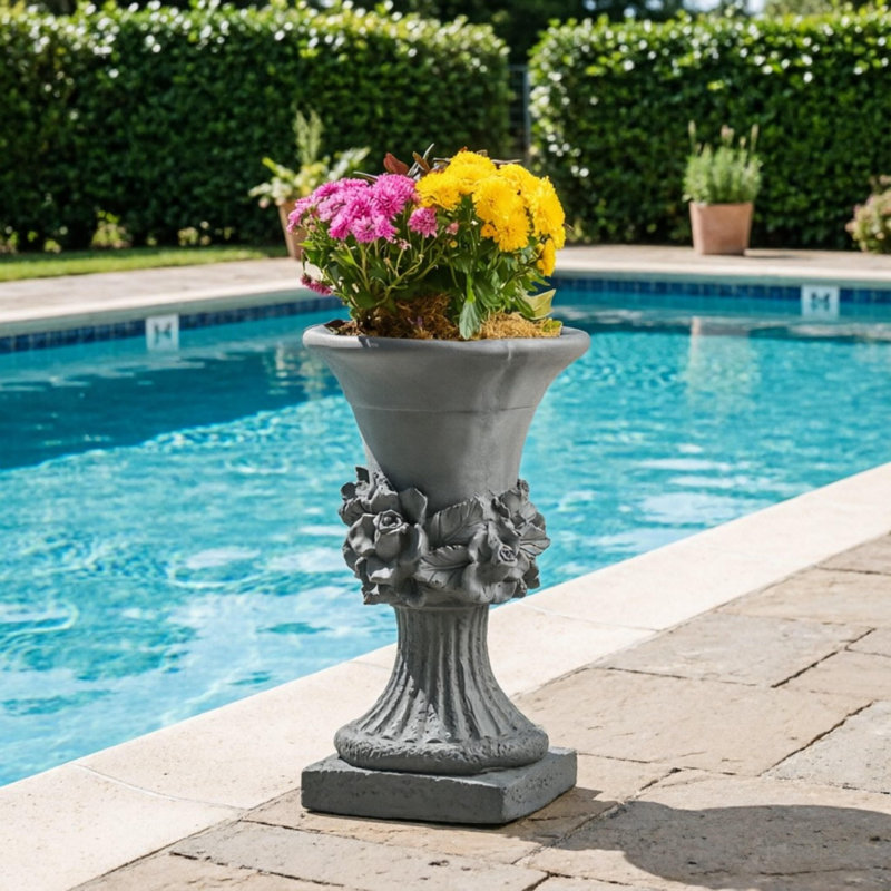 Lightweight Mgo Urn Planter, Antique Gray