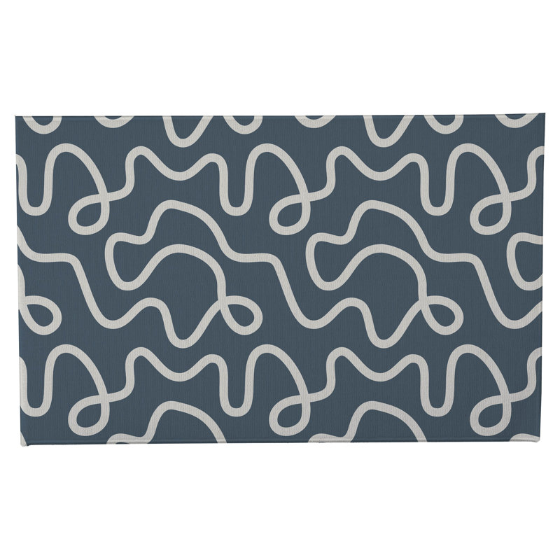 Paillasson Squig, Blue, 34" W x 21" L