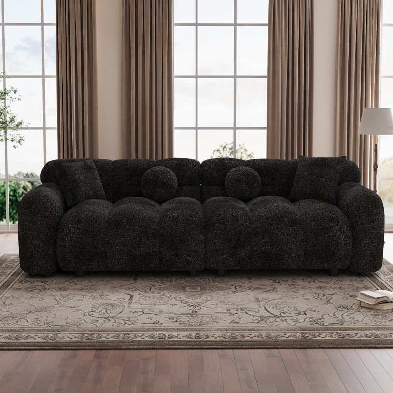 Canapé rembourré 87,3 po Oumy, Polyester noir