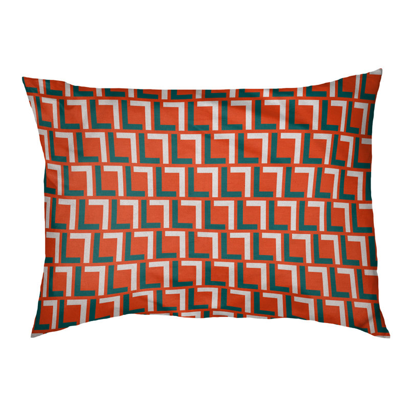 Coussin d'extérieur pour chien Tuileries, Grand (l 40 po x P 30 po x H 5 po), Orange / turquoise / blanc
