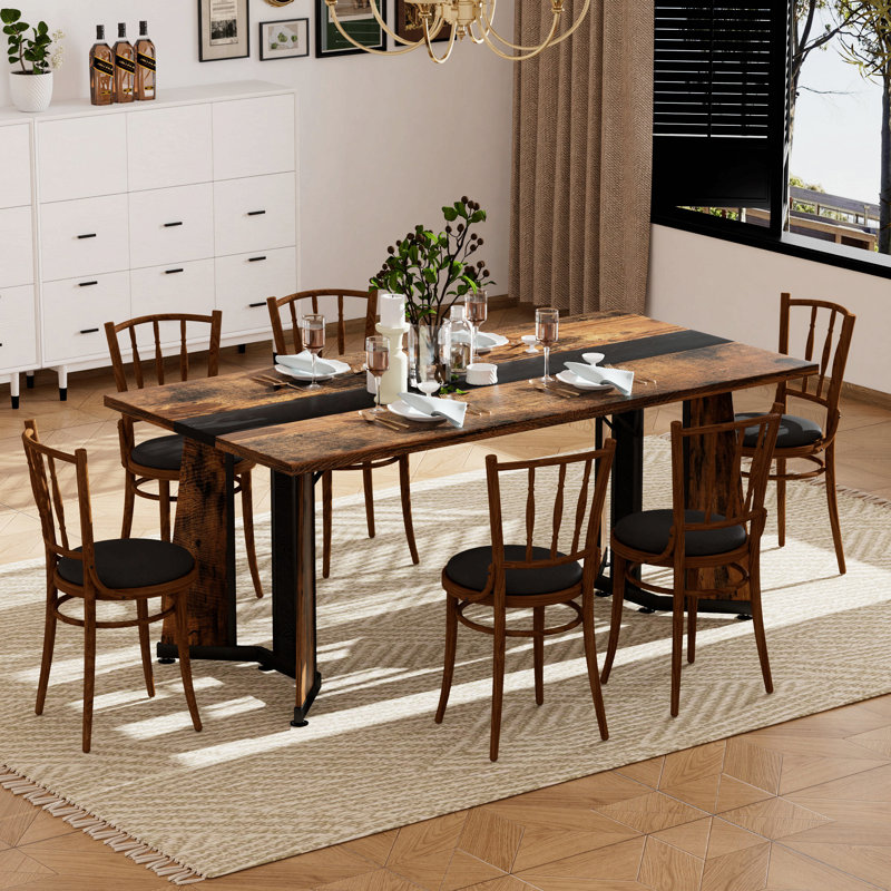 70.9"Rectangular Large Dining Table, Waterproof Large Desk For 8 People, Deluxe Family Dining Table With Adjustable Legs For Kitchen,Living Room,Office