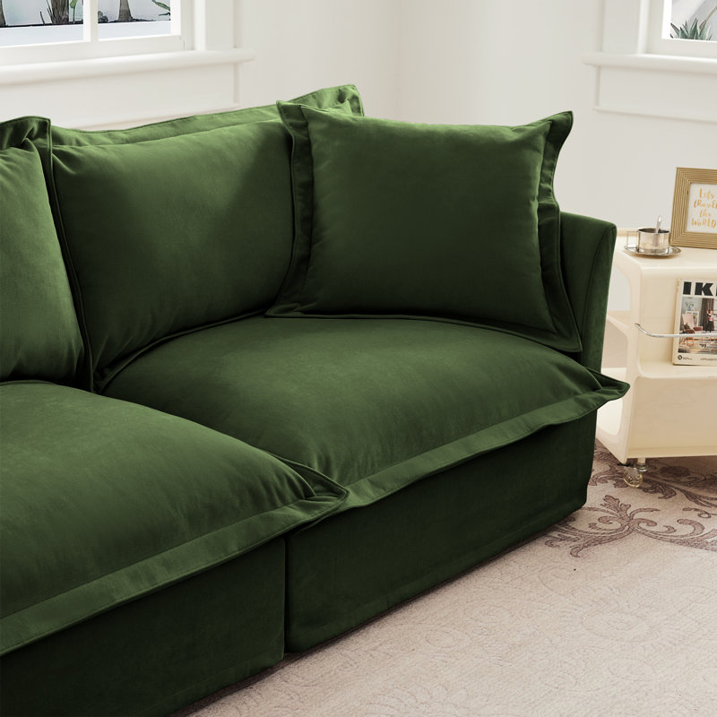 Canapé modulaire sans accoudoirs Aumiller, Vert, 34.6" H x 109.8" W x 33" D, Chenille