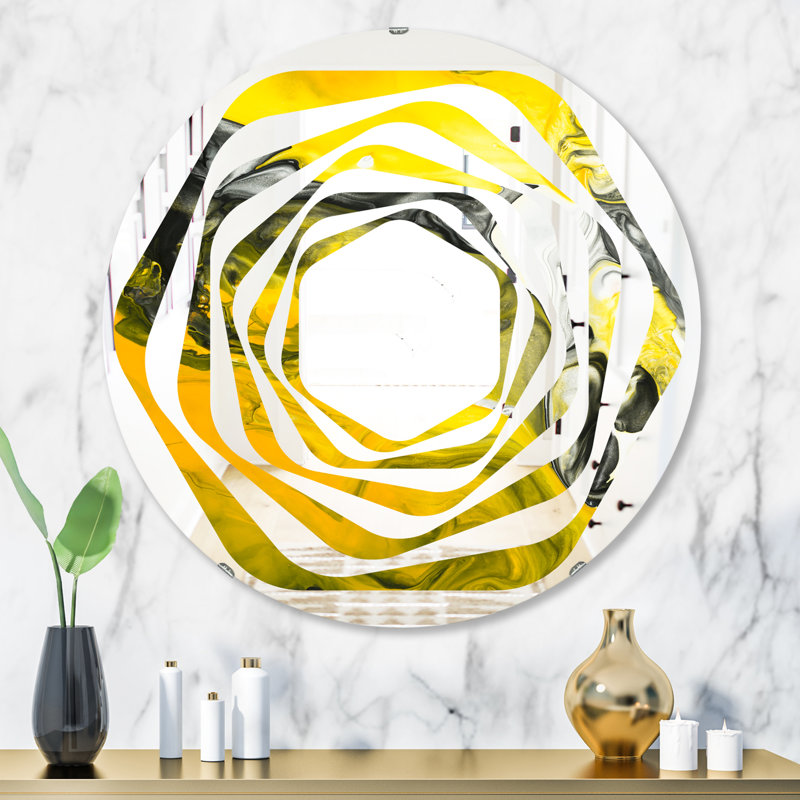 Miroir mural Quatrefoil Glam, H 31,5 po x l 31,5 po, Tourbillon marbré V