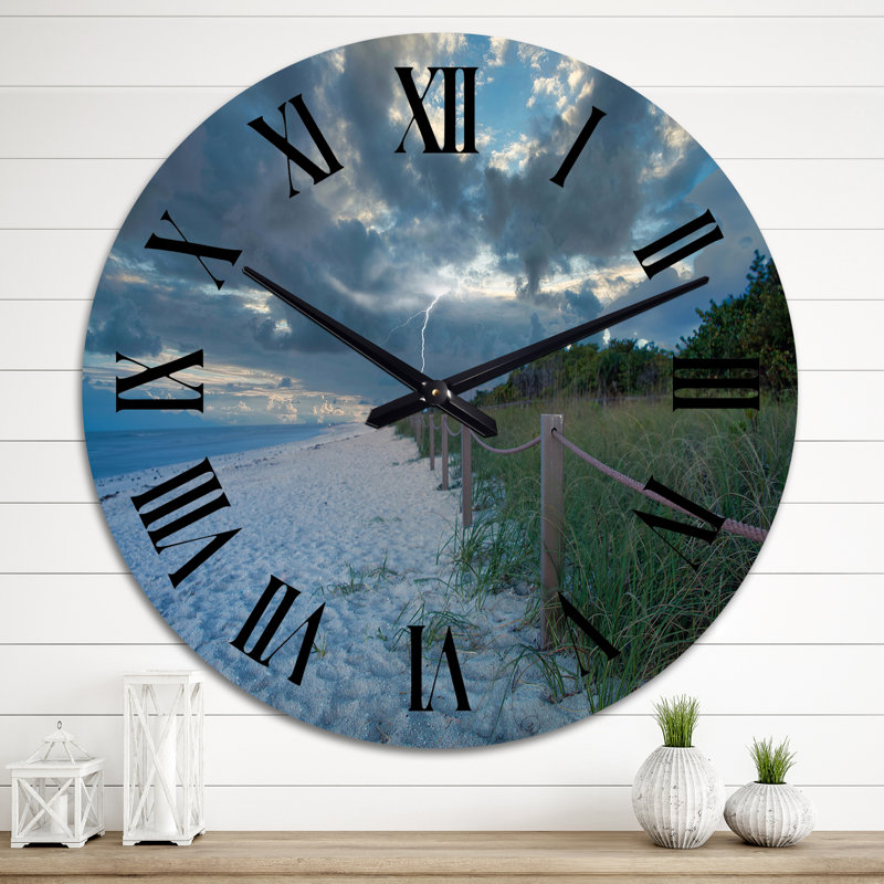 Éclairage sur la côte du lac - Horloge murale nautique et côtière, Grand