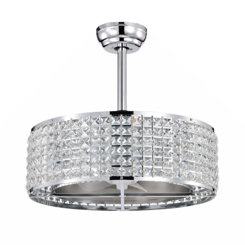 Zhanee 20.67'' Crystal Caged Ceiling Fan with Lights Remote Control, Reversible 3 Speeds