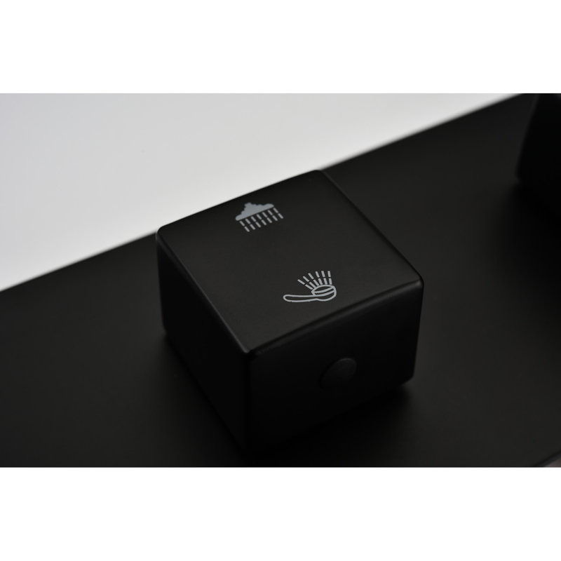 Douche en laiton noir mat - pomme de pluie de 10 po avec douchette à main, mélangeur de pluie de luxe pour la salle de bain, buse autonettoyante pour un débit d'eau optimal, correspond au tuyau standard américain, valve incluse