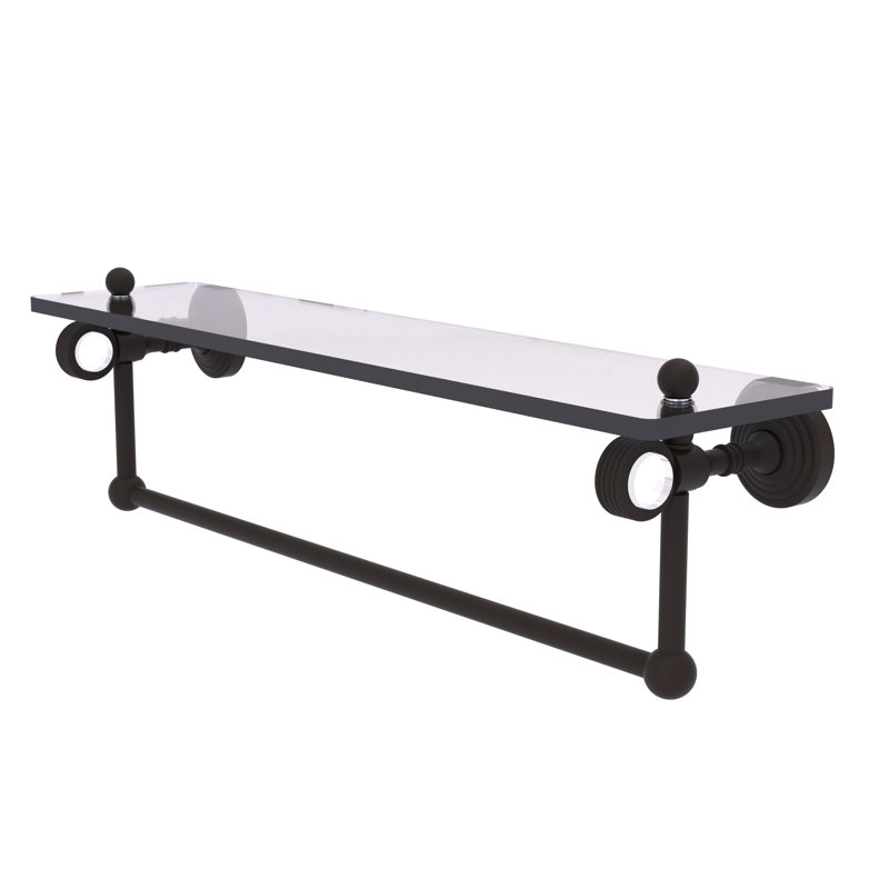 Jarrell Glass Bracket Shelf with Towel Bar, Oil Rubbed Bronze, 5.12" H x 22" W x 6.4" D