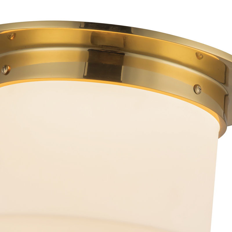Mineral 11-in Brass Flush Mount, Brass, Opal Glass