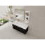 Meuble-lavabo mural 48 po avec lavabo et support de rangement, lavabo à rebord épais en résine gauche, ensemble KD