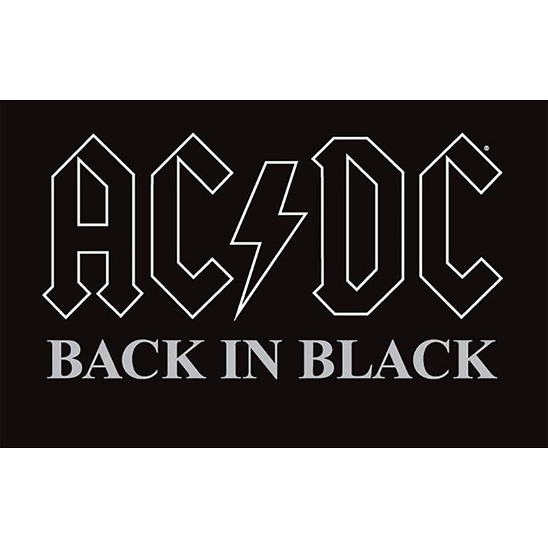 AC / DC Back in Black - reproduction d'art textuel sur papier, Papier non encadré, H 24 po x l 36 po x P 0,1 po