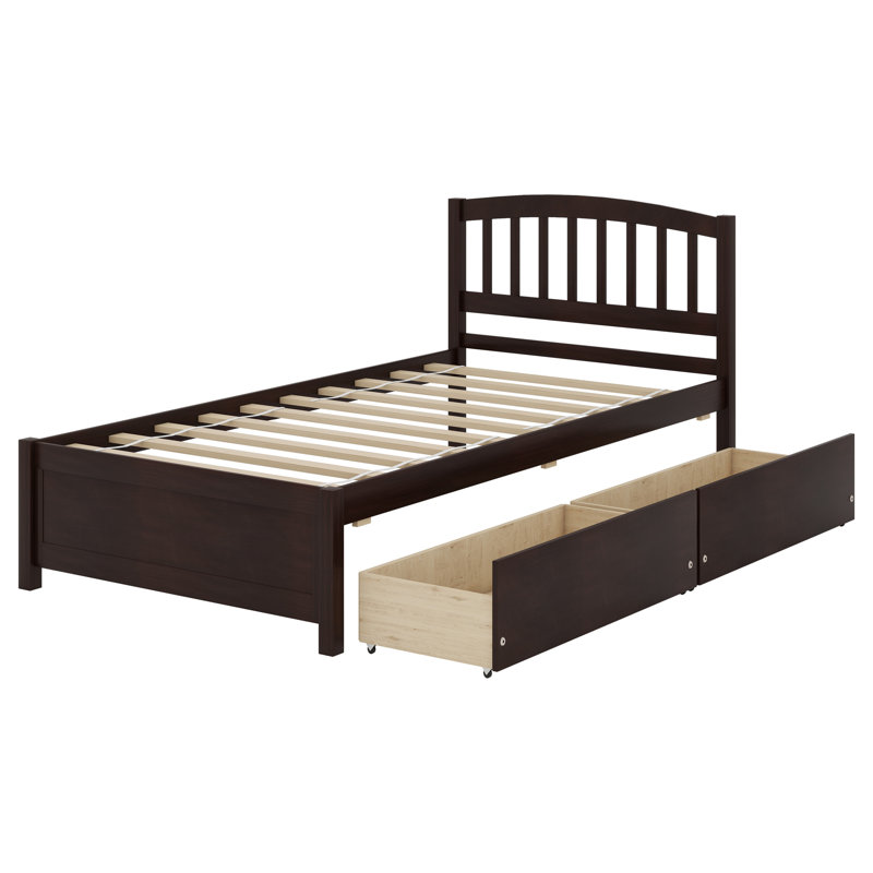 Lit plateforme avec rangement à deux tiroirs, Espresso