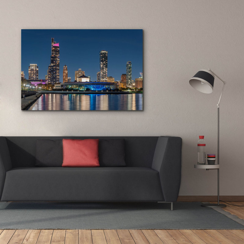 «Epic Graffiti» Chicago Nighttime Skyline 6 »par Epic Portfolio, art mural sur toile, 60 po x 40 po, H 40 po x l 60 po