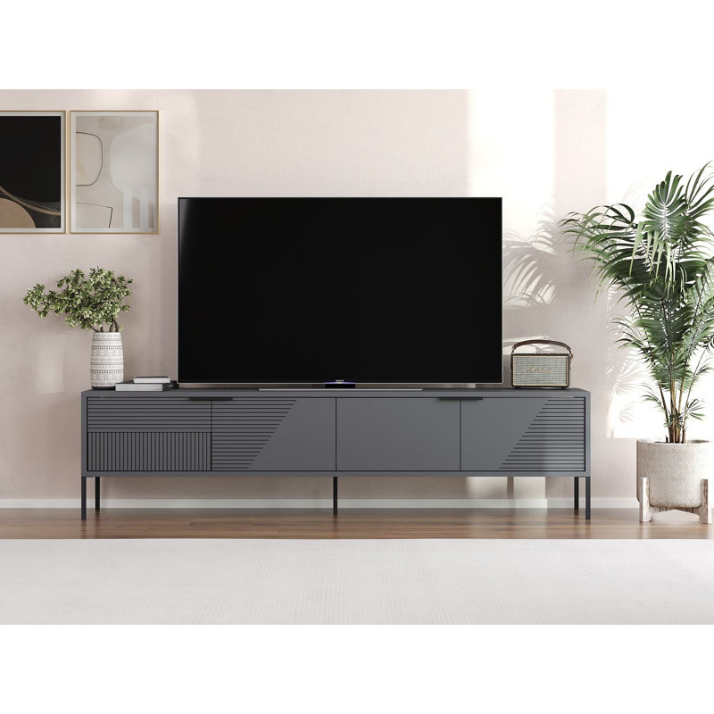 Modern Anthracite TV Stand, 71.0 x 17.7 x 11.8 inches | 100% Melamine Coated Particle Board, Thickness: 0.7 inches | Wall-Mountable, Industrial Design | Perfect for Living Room & Entertainment Spaces, Stylish & Functional