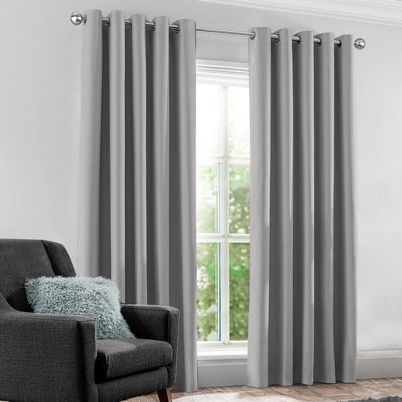 Priyana Blackout Curtain, Silver, 46cm Width x 54cm Drop