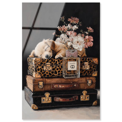 «Little Puppy Valises», reproduction d'art sur toile par Art Remedy