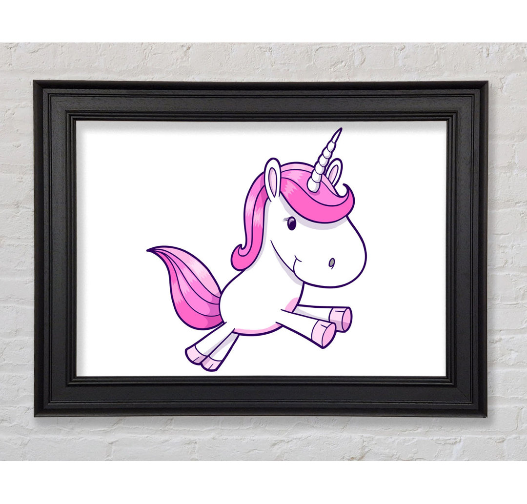 Gerahmtes Leinwandbild Leaping Unicorn Pink