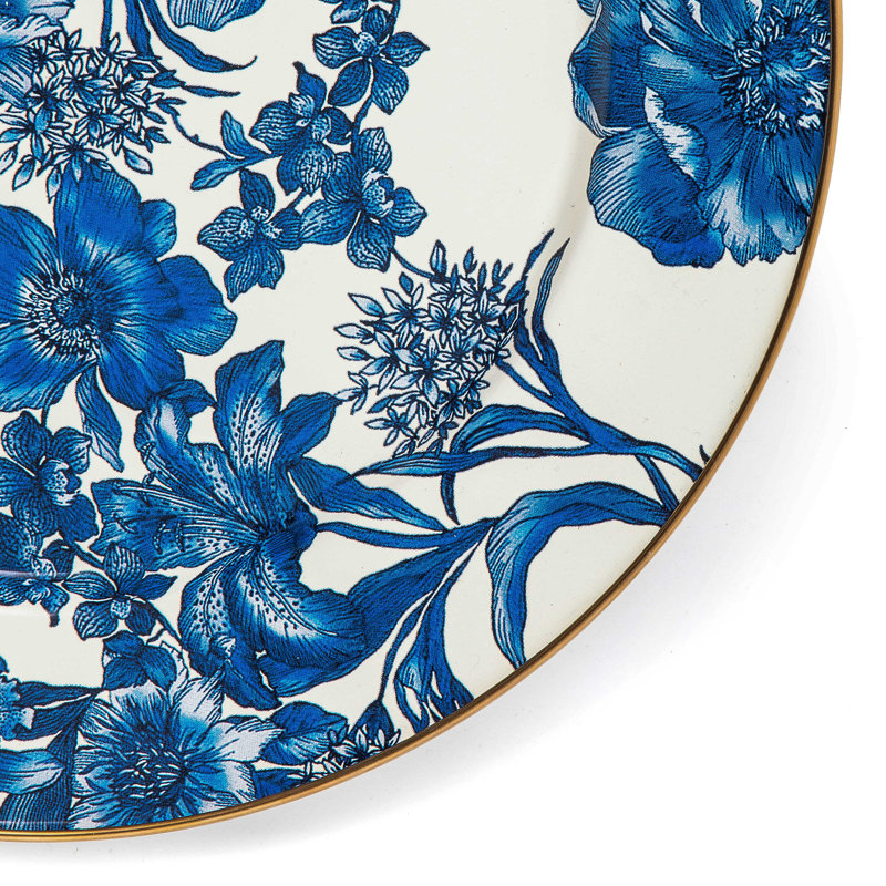 Sterling Check Enamel Charger/Plate, Blue/White