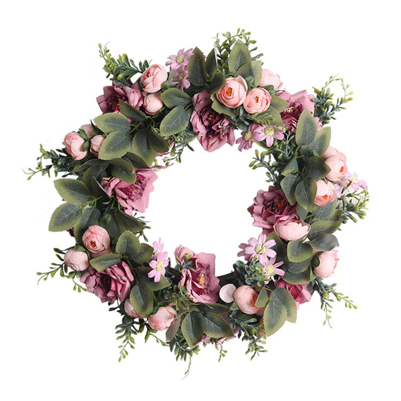Couronne de pivoines artificielles 18 po, pivoines en soie rétro, été, automne, hiver, grandes couronnes