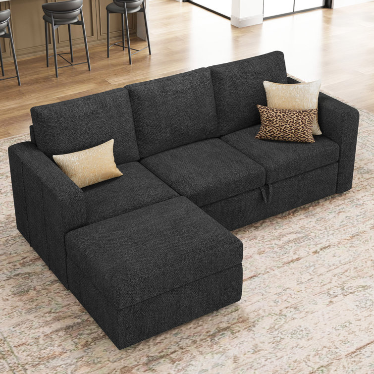 L Shaped Sofa Pull Out Sofa Bed Convertible Modular Sectional Couch Sleeper For Apartment