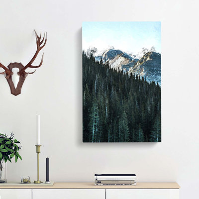 Montana Mountain Behind the Forest - Wrapped Canvas