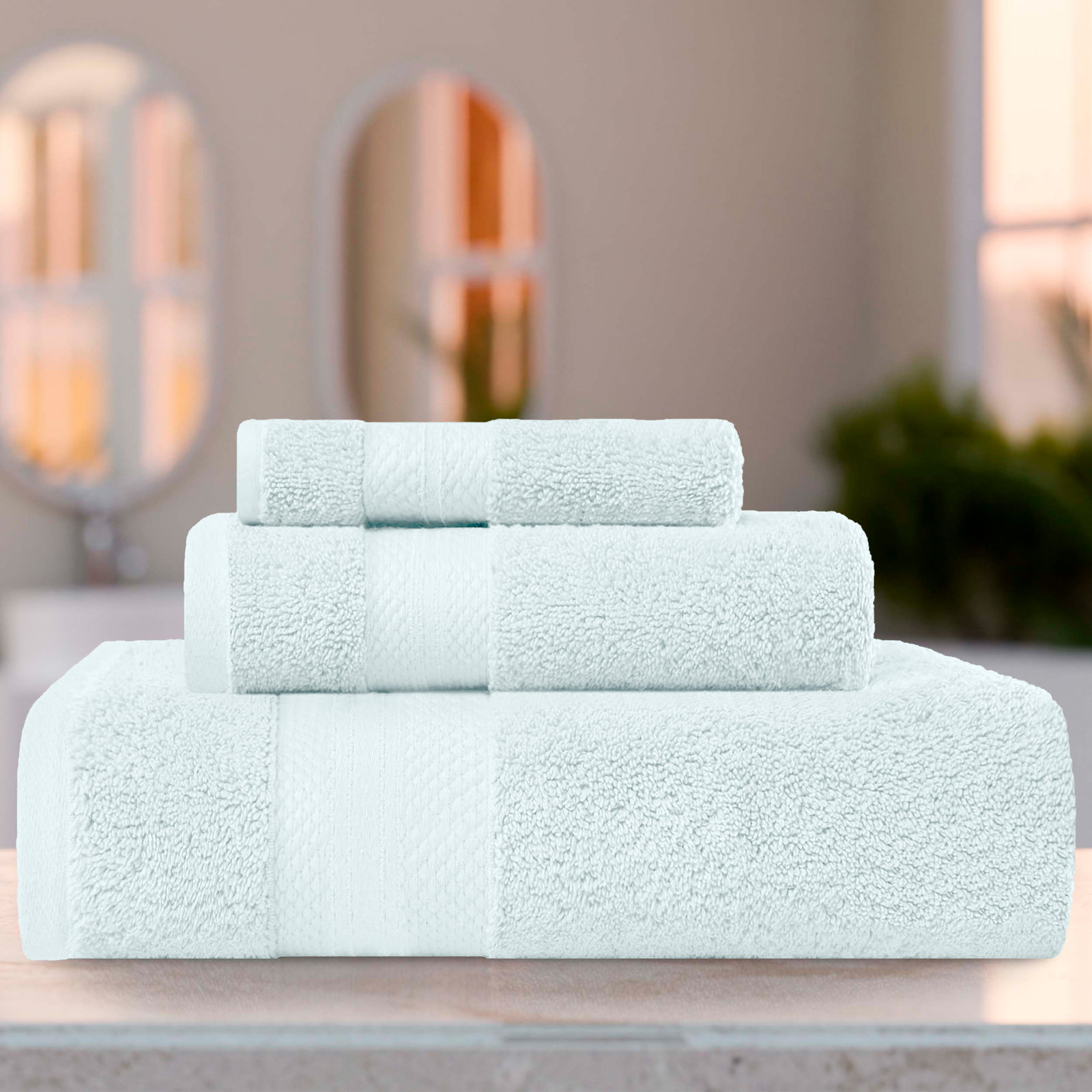 Finnian Ultra-Plush Heavyweight, 100% Turkish Towel Collection, Dusty Aqua, 3 Piece Towel Set
