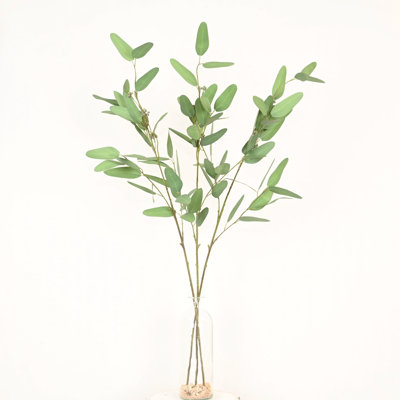 Branche d'eucalyptus artificiel de 36 po dans un vase avec de l'eau artificielle et de la pierre, long bouquet de verdure à feuillage floral pour la fête de mariage