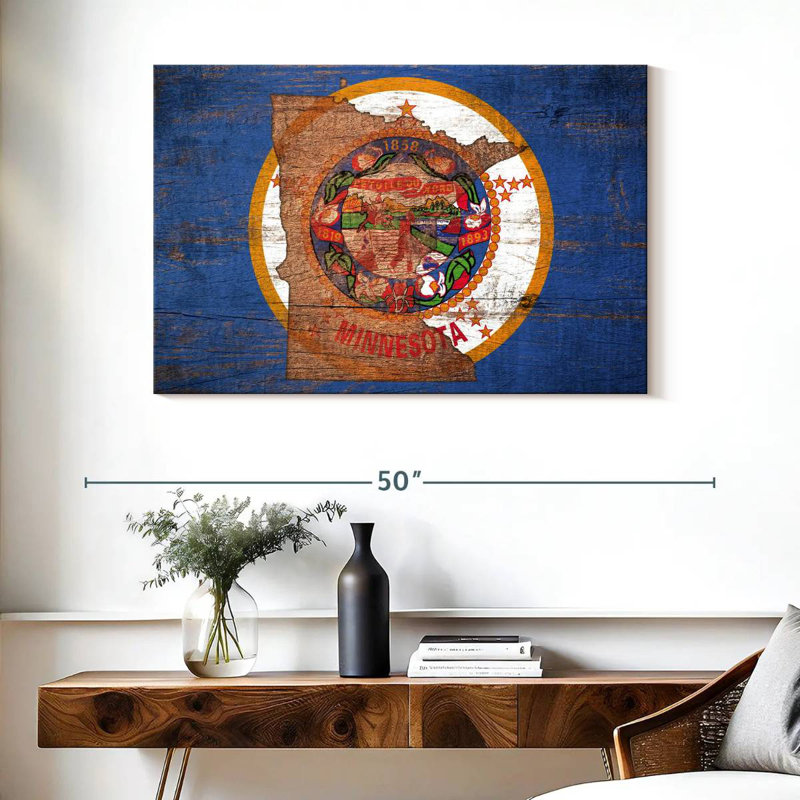Borges State Map Over Minnesota Flag