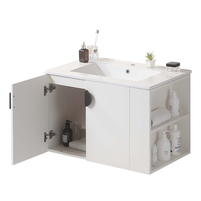 29.9'' Single Bathroom Vanity with Ceramic Top, White
