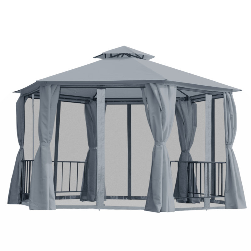 13 Ft. W x 13 Ft. D Steel Patio Gazebo, Gray