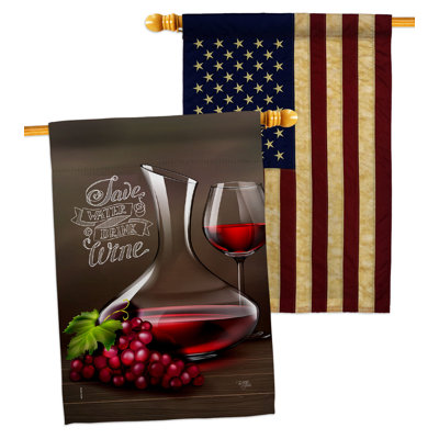 Drapeau de maison en polyester 40 faces x H 28 po Wine Time