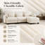 Canapé d'angle 3 places Channell en forme de L, capitonné, avec pouf amovible, style moderne et minimaliste, revêtement en chenille, mousse haute résilience, assise matelassée-1147635621