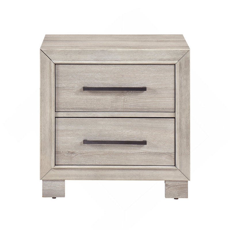 Table de chevet moderne à deux tiroirs gris