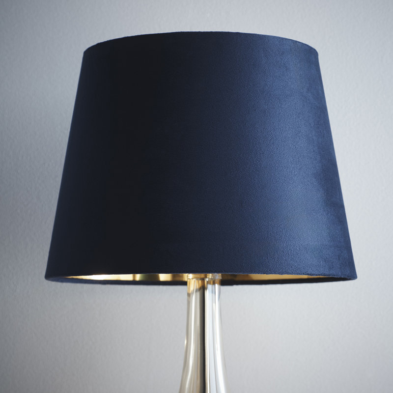 Velvet Empire Lamp Shade ( Uno ), 22cm H x 30cm W x 30cm D, Navy
