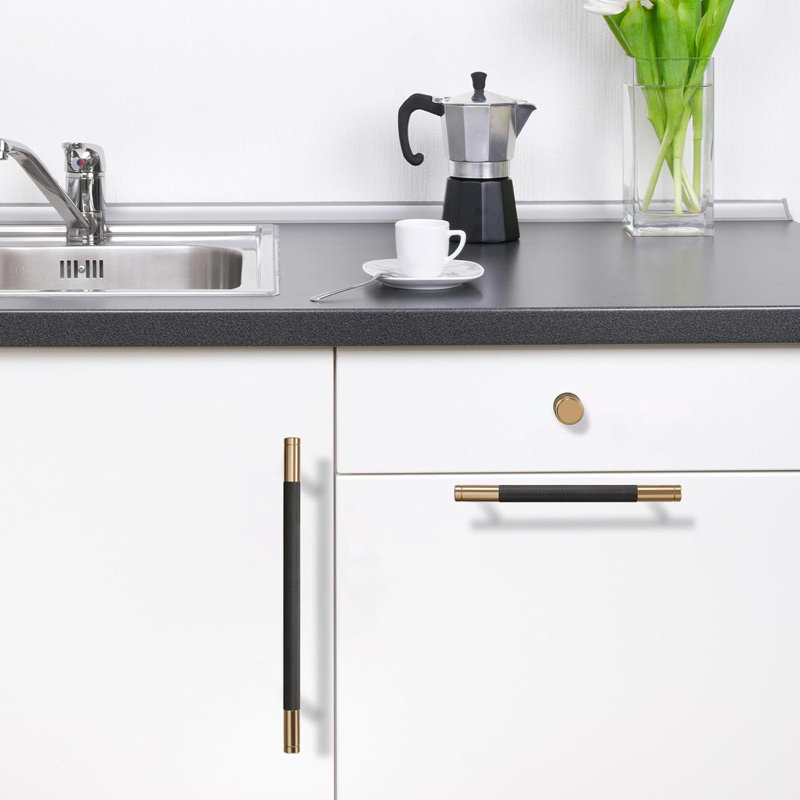 Paquet de 20 poignées d'armoire - Poignées de tiroir moletées - Quincaillerie de cuisine durable avec installation facile - Comprend les vis de fixation