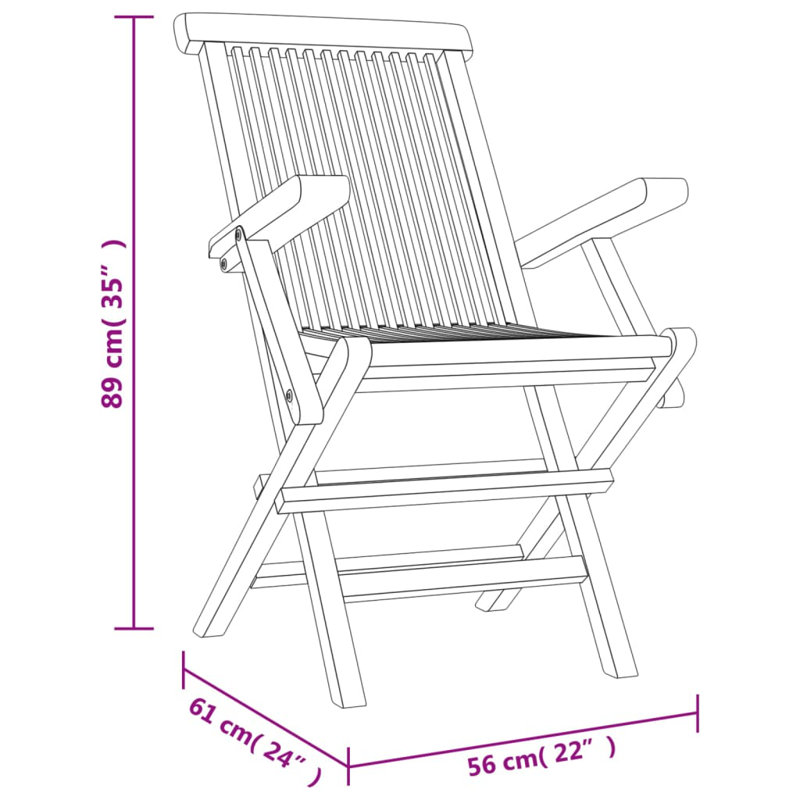 Chaise de patio pliante en teck