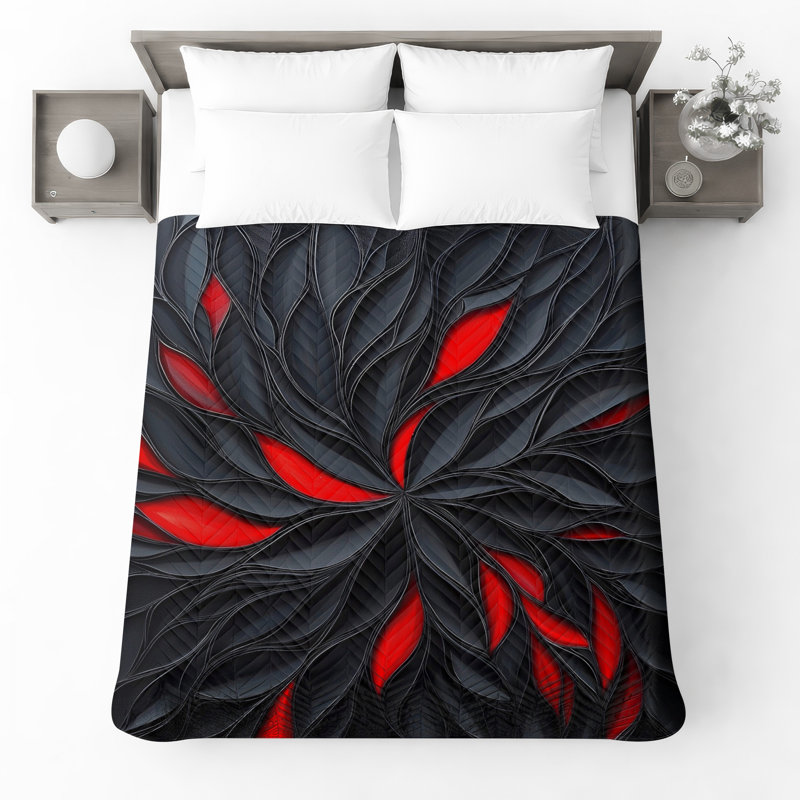Motif de pétales noirs et rouges, Lit simple