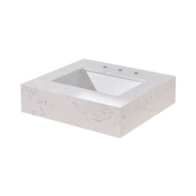 24" Single Bathroom Vanity Top in Aosta White with Sink