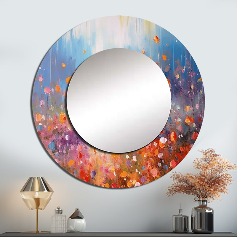 Couple marchant dans une romance artistique - Couple grand miroir mural, miroir décoratif rond moderne, impression d'art en métal