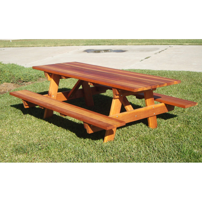 Threadgill Redwood Picnic Table, 30.5" H x 60" L x 48" W, Super Deck