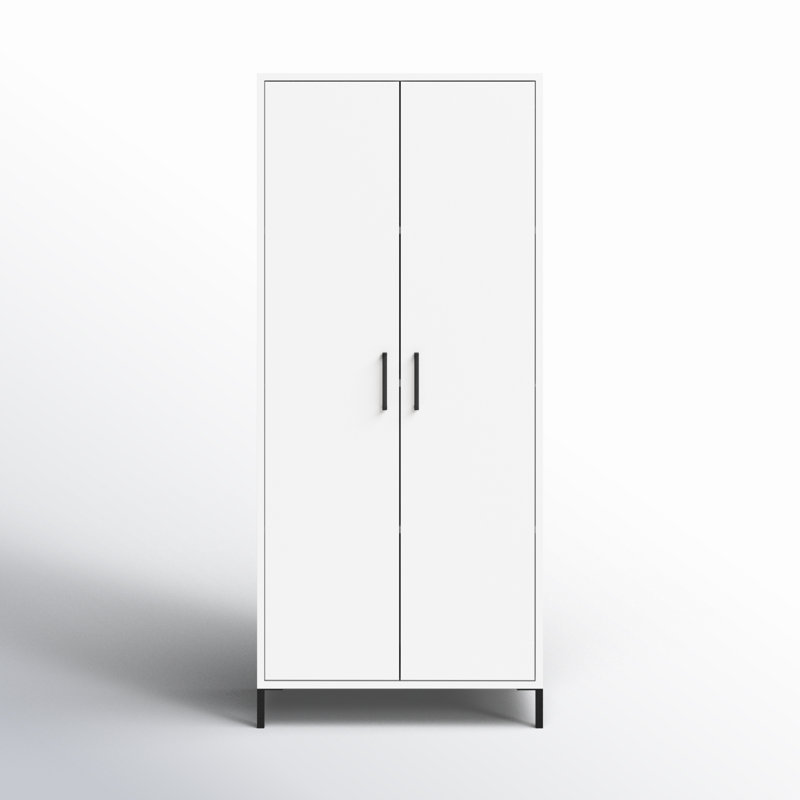 Caleshia Tall Bathroom Cabinet with Doors, White