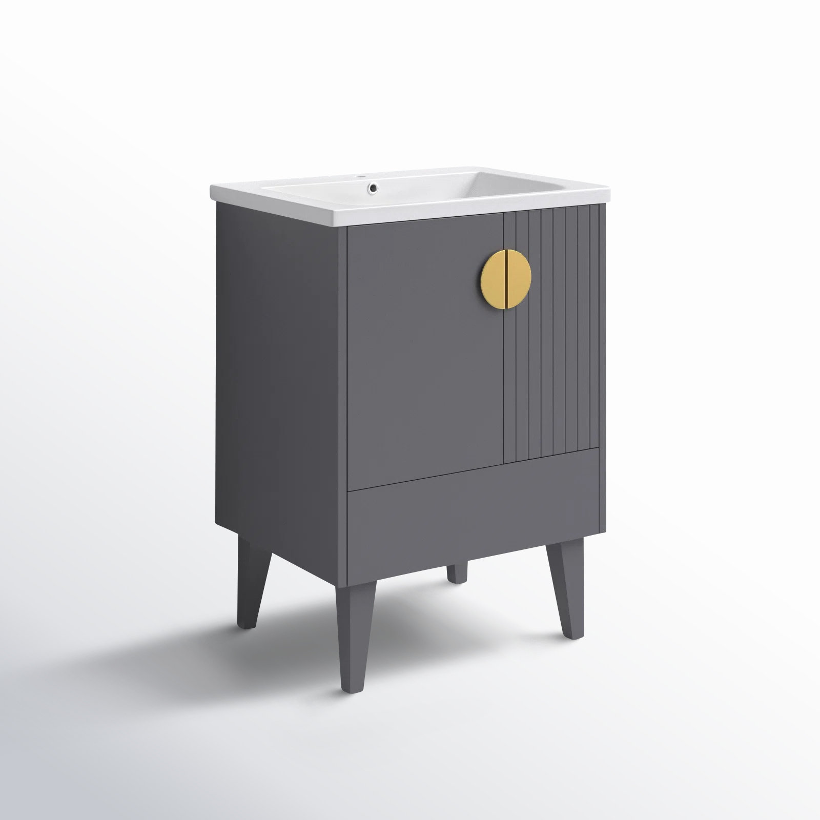 Saimah 24'' Single Bathroom Vanity, Satin Brass, Rock Gray