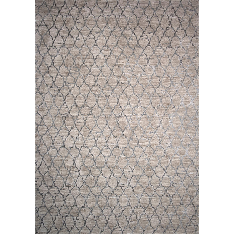 Tapis à motif géométrique beige / brun de 8 pi x 10 pi (7 pi 9 po x 10 pi) de Branch Branch, tapis contemporain, à poils moyens et résistant aux taches