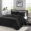 3 pièces de courtepointe noire / double - literie en microfibre douce avec rembourrage en coton, réversible pour toutes les saisons, 2 taies décoratives, facile à laver à la machine l'été et par temps froid-120276127-120276133
