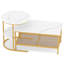 Ensemble de 2 tables basses et d'appoint avec rangement à 2 niveaux, blanc et or