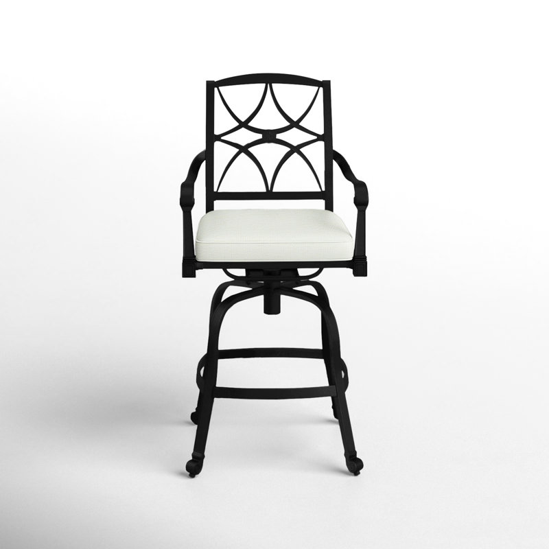 Tabouret de bar avec coussin Wiltshire, Noir texturé, 30,25 po, Tissu de voile Sunbrella® texturé