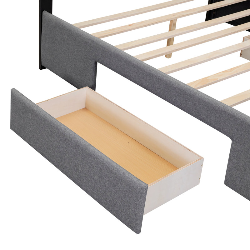Kealan Platform Bed with Two Drawers,Upholstered Bed,bed frame, Queen