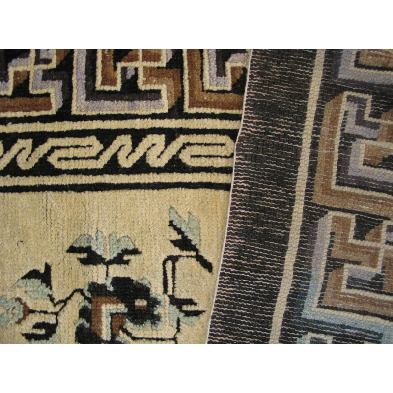 Antique Chinese - Mongolian Small Scatter Size Wool Ivory Rug