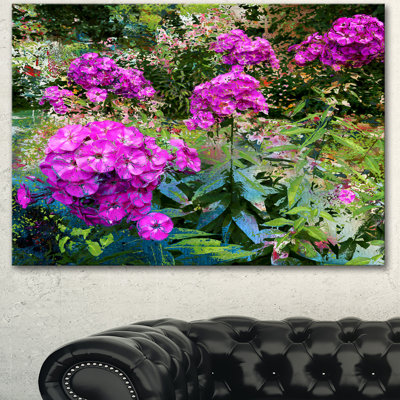 «Thème avec fleurs roses et vert», impression sur toile tendue